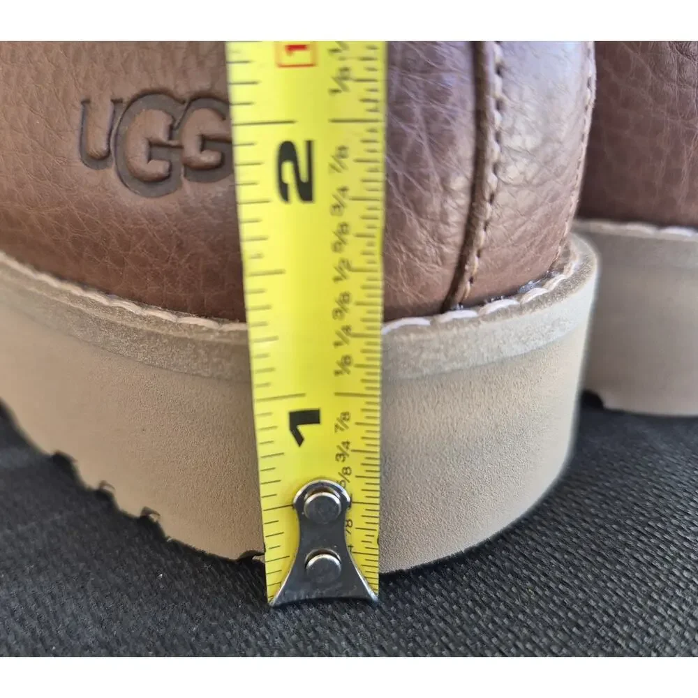 UGG Brown Leather Deconstructed Lace Up Combat Boots Size 7 New No Box